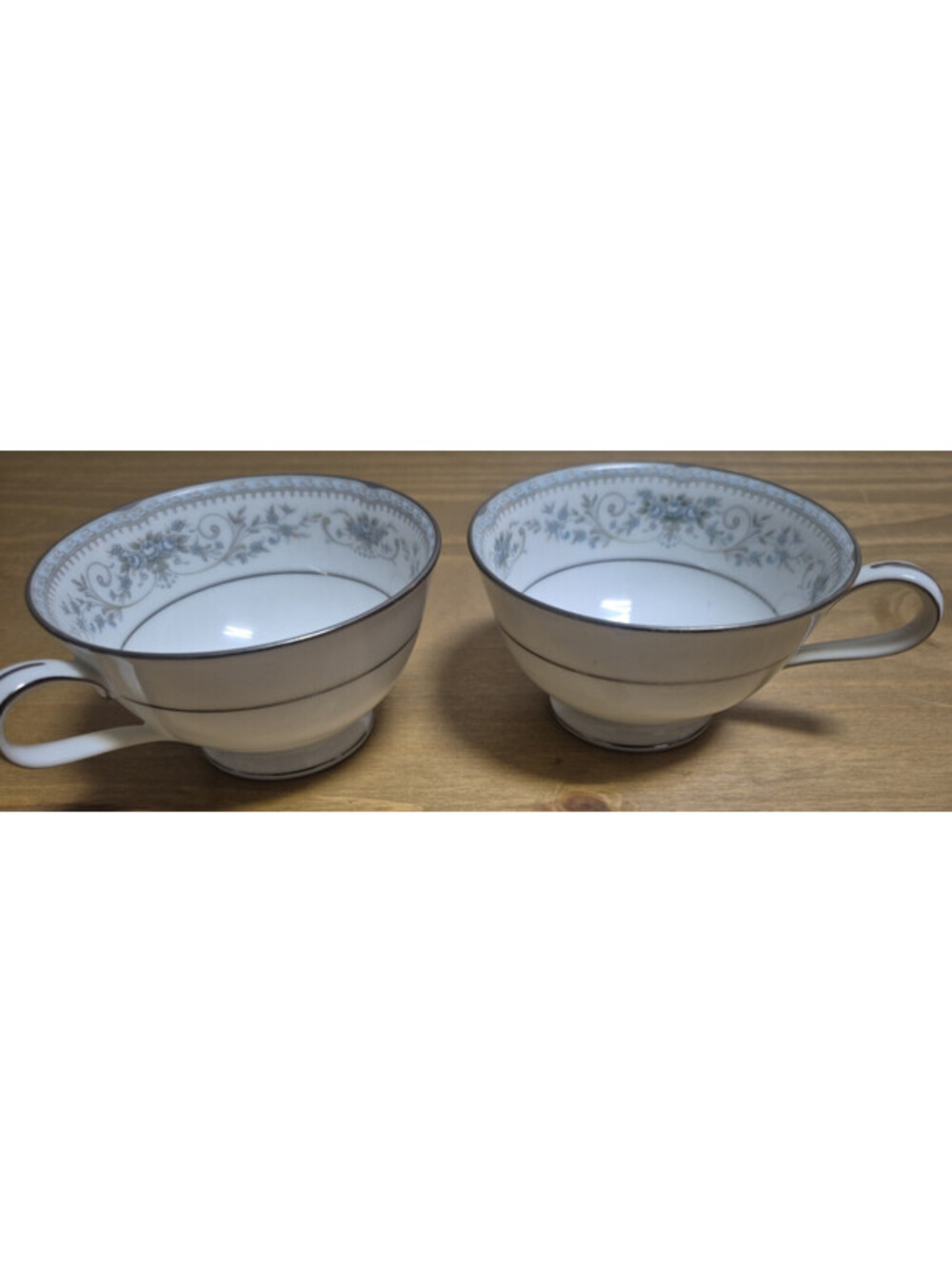 VTG Set of 2 Noritake 6107 Colburn China Tea Cups ~ Blue Floral ~ Made in Japan